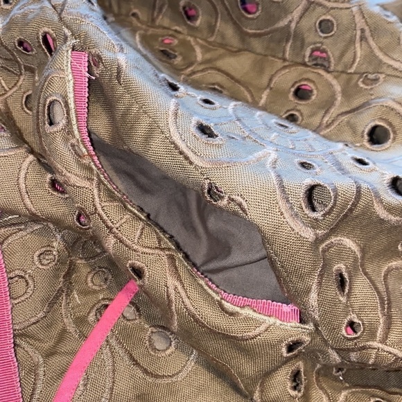 🎉HP🎉Moschino vintage embroidered tan lace pink trim jacket kimono Sz L - Picture 11 of 11